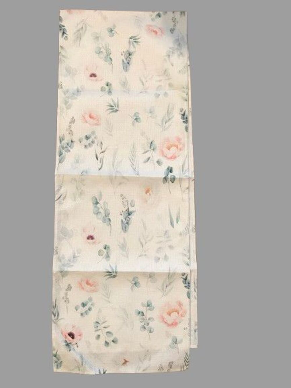 Table Runner 13x72in Linen Spring Floral Greenery Peony Pastel